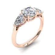 Bague de fiançailles 1.20 carat or rose diamant naturel rond et diamants naturels poires Rosa